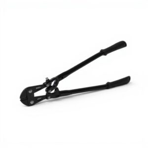 Heavy-duty bolt cutter with black handles.