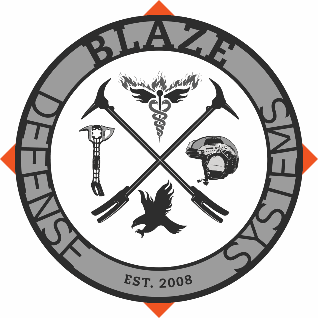Blaze Defense Systems logo tactical equipment supplier specializing in fire suppression, protective gear, and mission-ready solutions for law enforcement