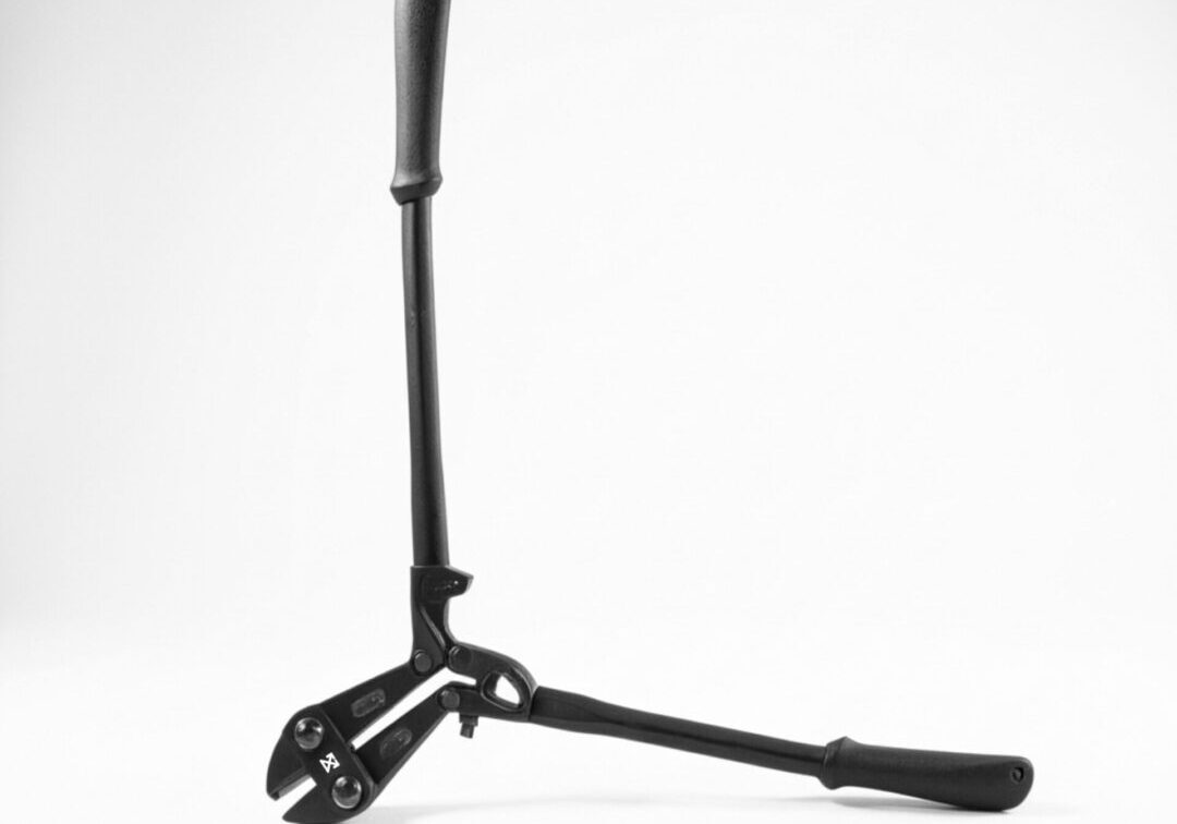 BC600 24in bolt cutters from Breach Pro shown with handles extended and jaws open, designed for tactical breaching and hardened lock defeat